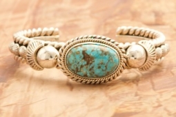 Artie Yellowhorse Genuine Rare Morenci Turquoise Sterling Silver Bracelet